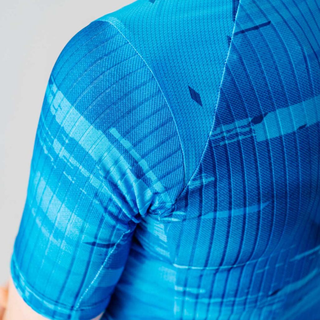 Fabric detail shot of the custom Women's OTW Spark Cycling Jersey.