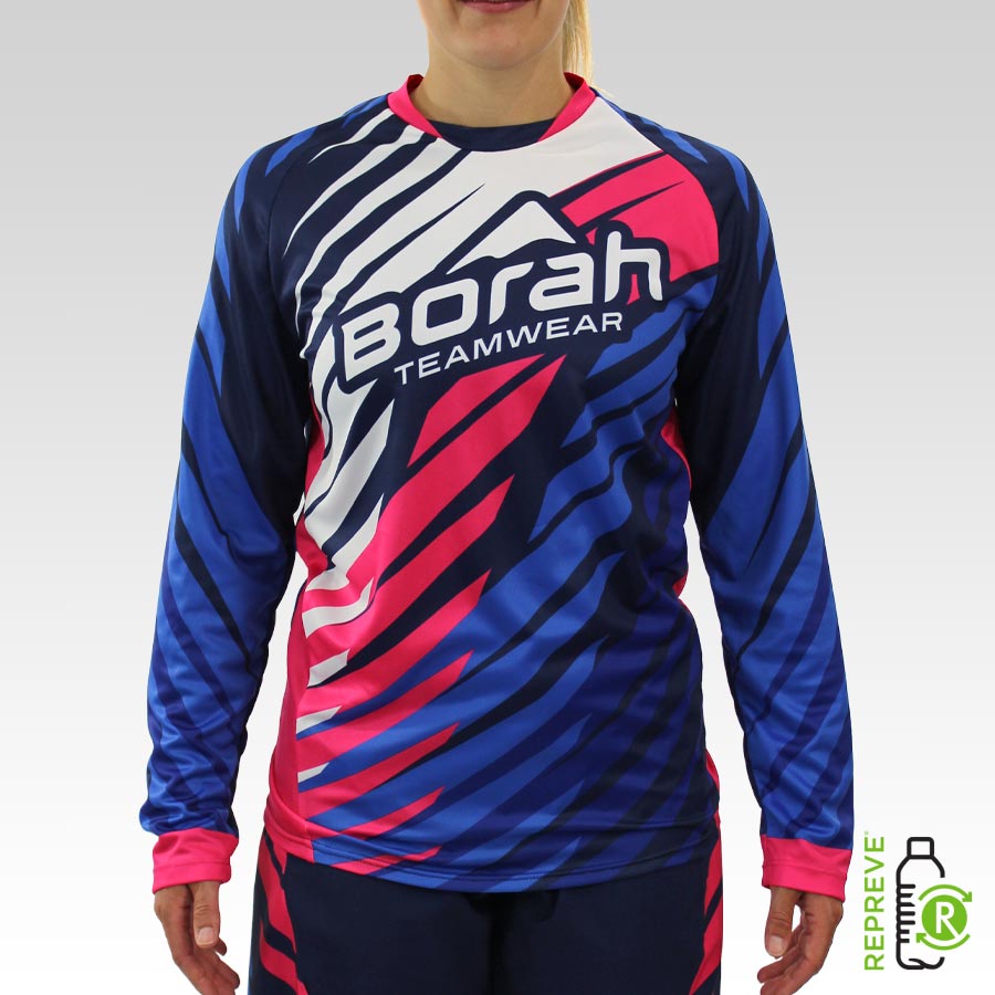 Women's Team Long Sleeve Freeride MTB Jersey Front with Repreve Logo