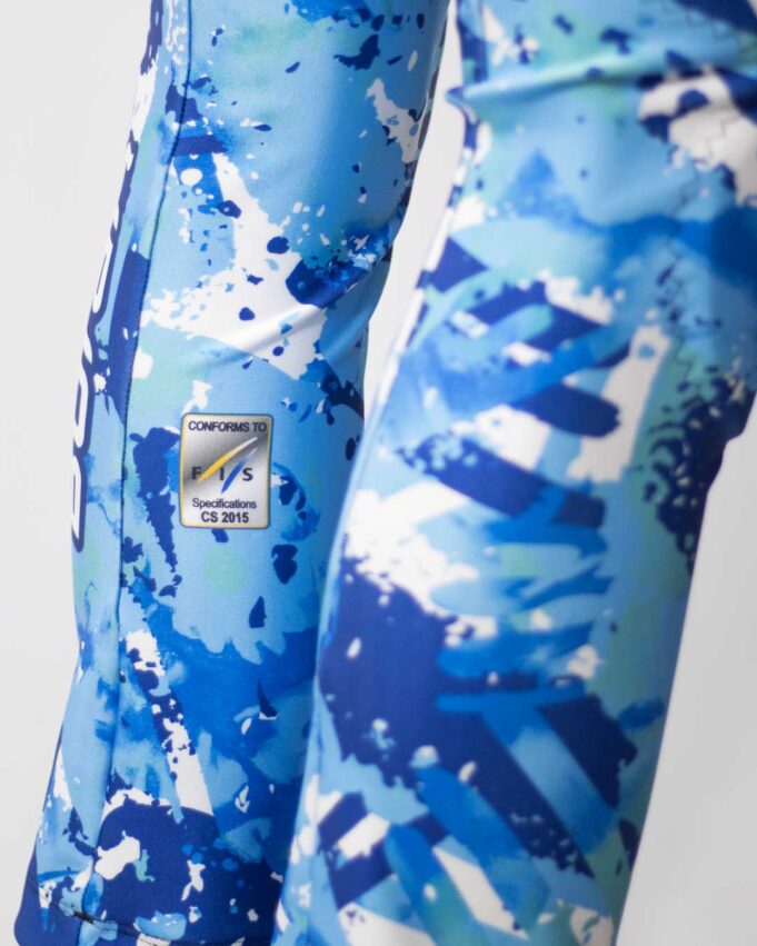 Youth Alpine Race Suit FIS fabric label detail.