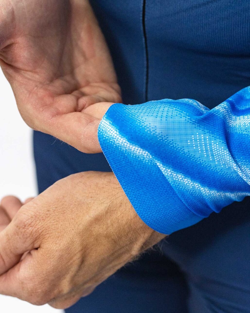Lazer Cut sleeve openings on the Men's OTW One Piece XC Suit.