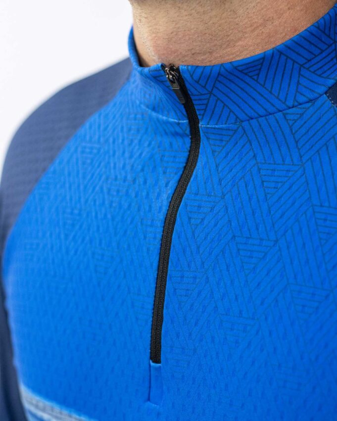 Men's Pro XC Suit front zipper detail.