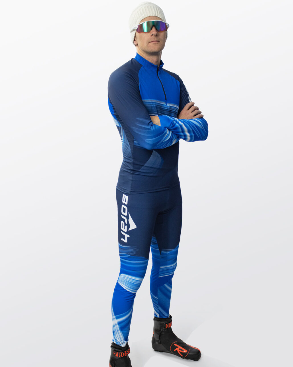 Model posing in the Men's OTW XC Suit front view.