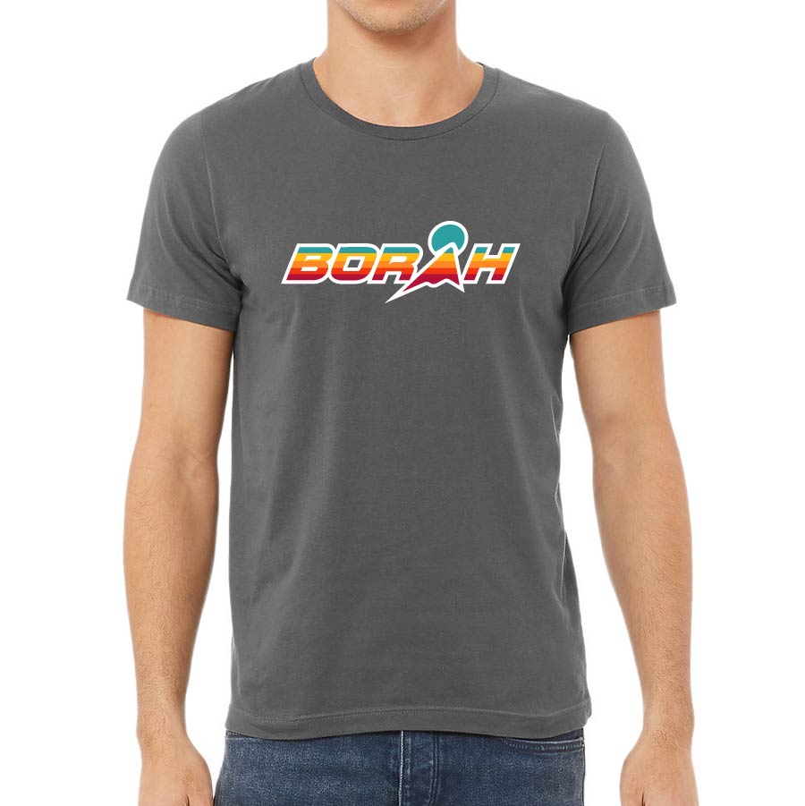 Asphalt Grey colored T-Shirt with custom Borah print on the front.