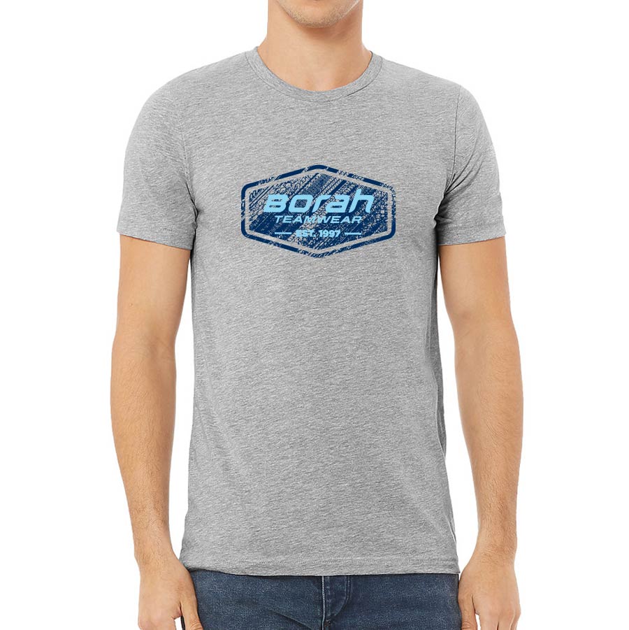 Athletic Grey colored T-Shirt with custom Borah print on the front.