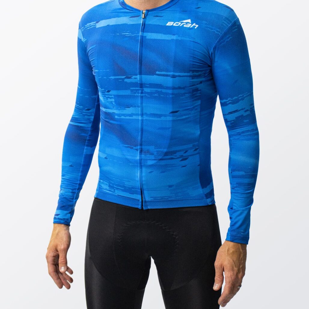 Men's OTW Long Sleeve Cycling Jersey on-body shot.