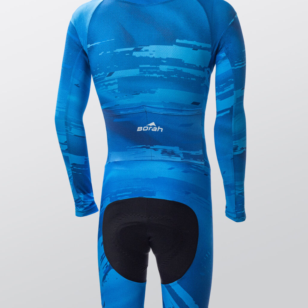 Unisex OTW LS Turbo Cycling Skinsuit, back view.